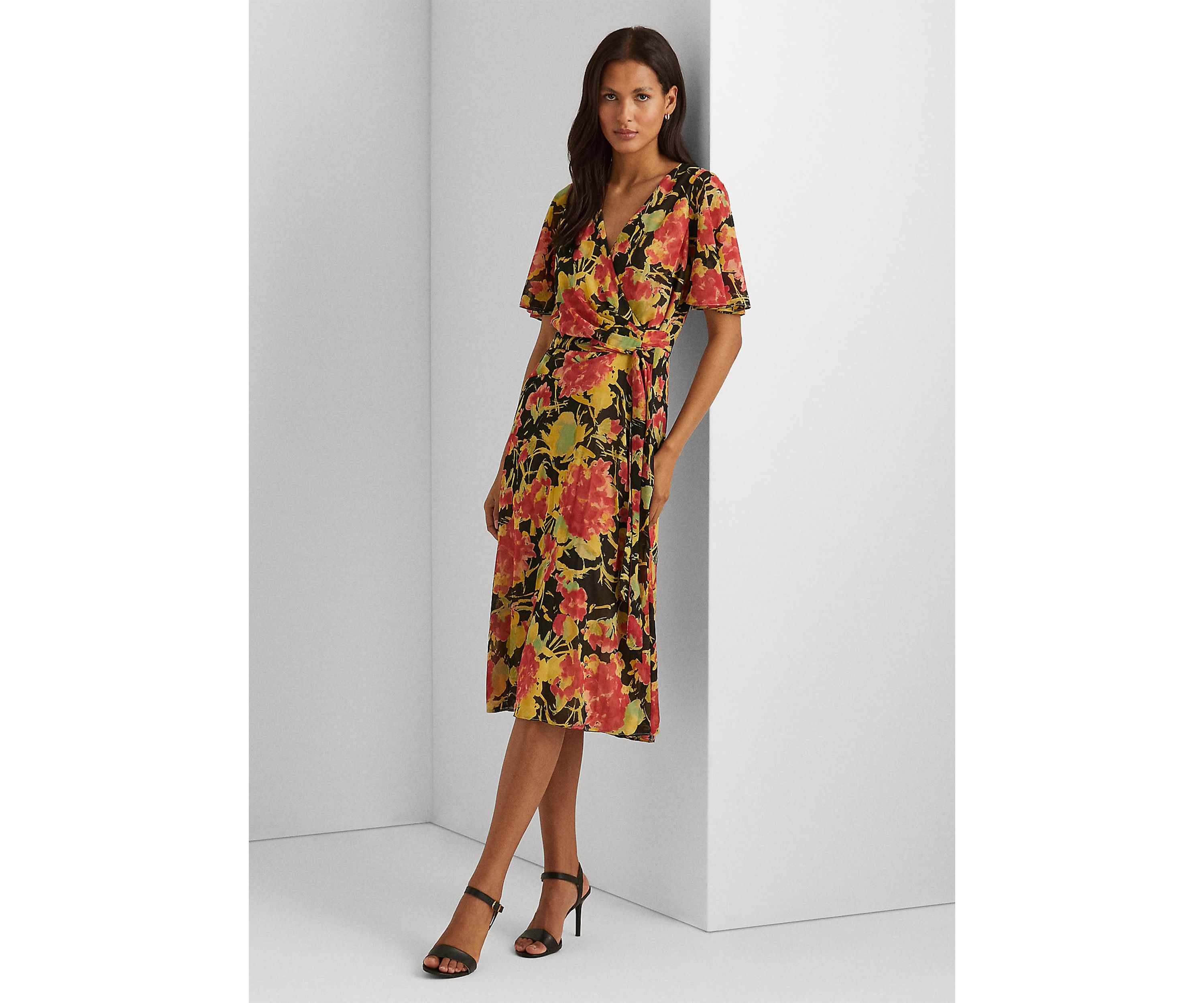 Floral Crinkle Georgette Midi Dress