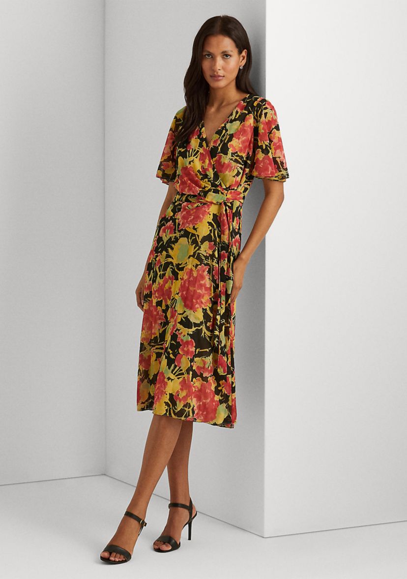 Floral Crinkle Georgette Midi Dress