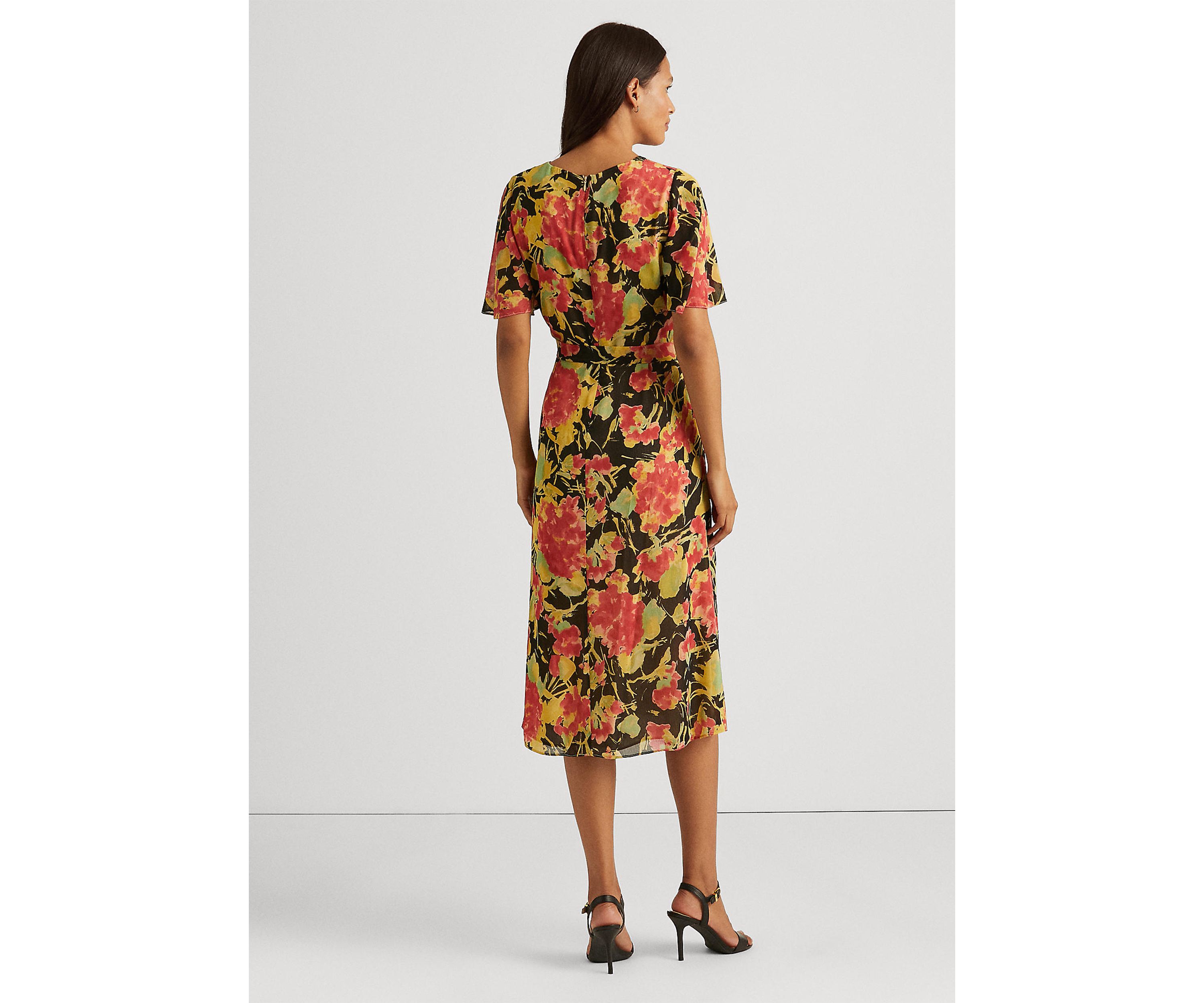Floral Crinkle Georgette Midi Dress