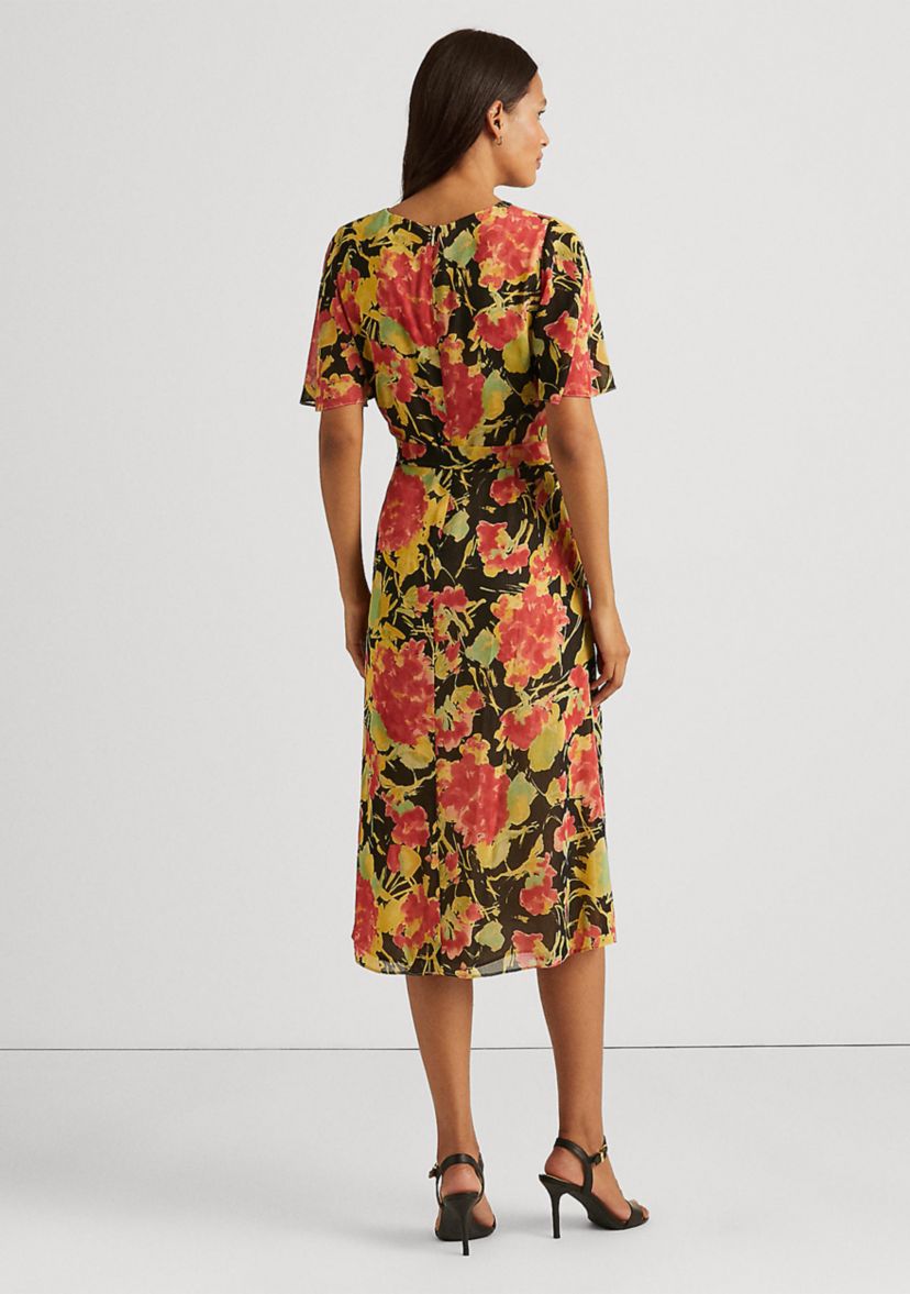 Floral Crinkle Georgette Midi Dress