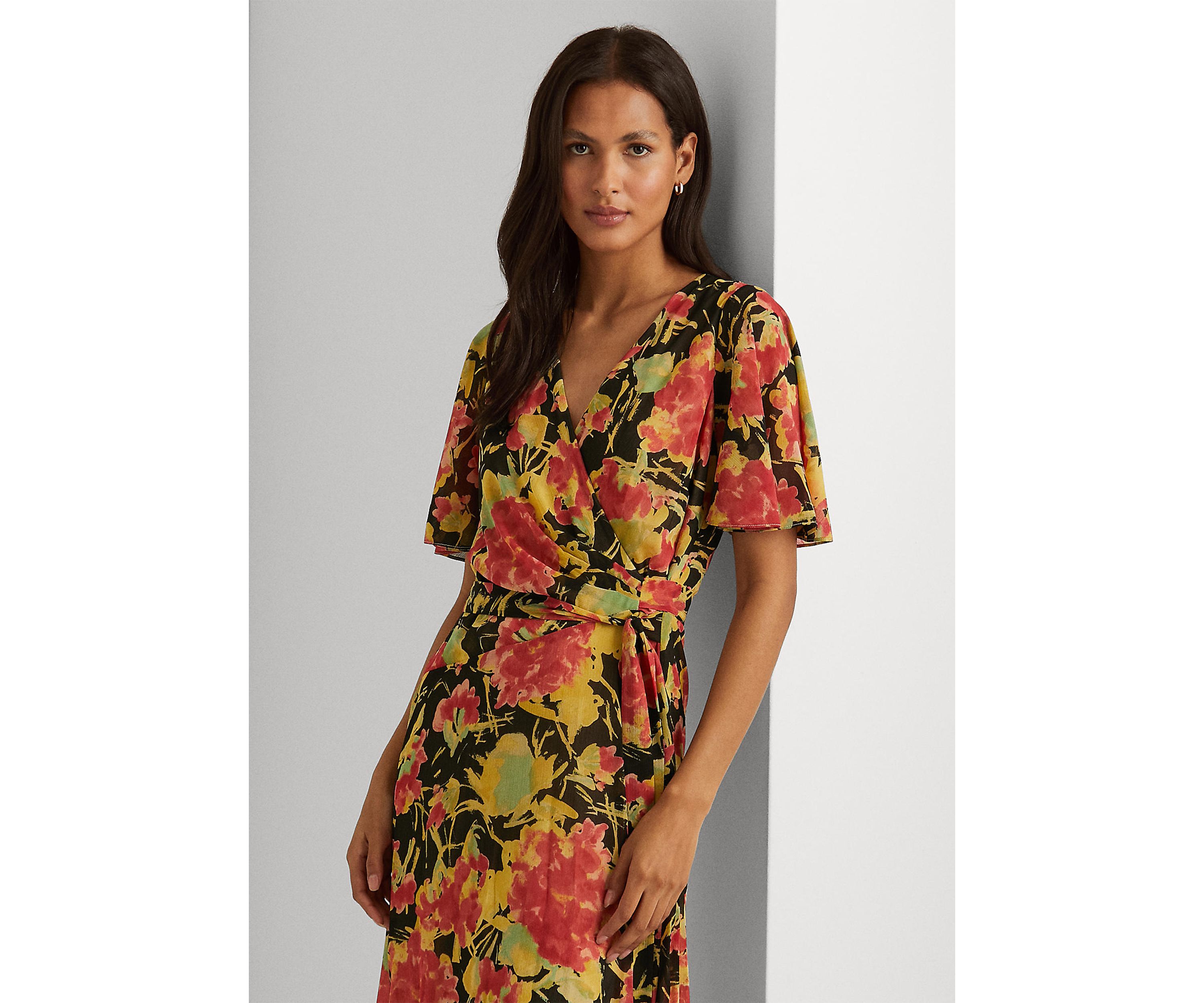 Floral Crinkle Georgette Midi Dress
