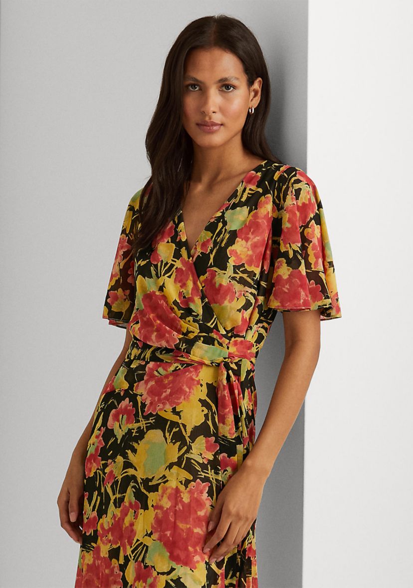 Floral Crinkle Georgette Midi Dress