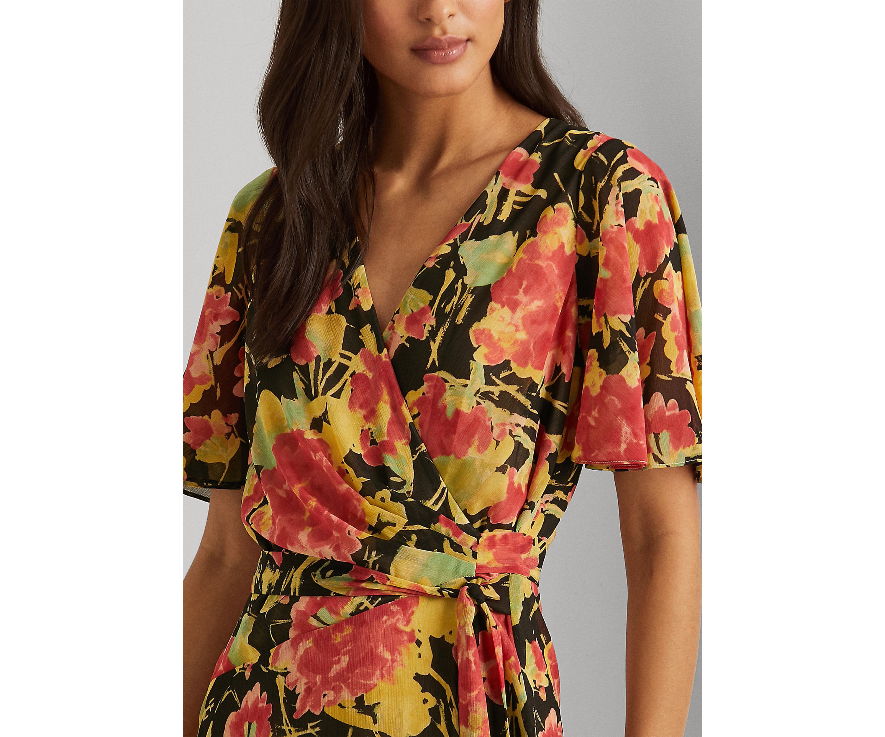 Floral Crinkle Georgette Midi Dress