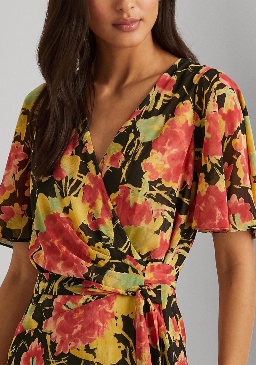 Floral Crinkle Georgette Midi Dress