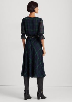 Lauren Ralph Lauren Plaid Crinkle Georgette Dress | belk