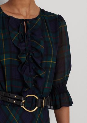 Lauren Ralph Lauren Plaid Crinkle Georgette Dress | belk