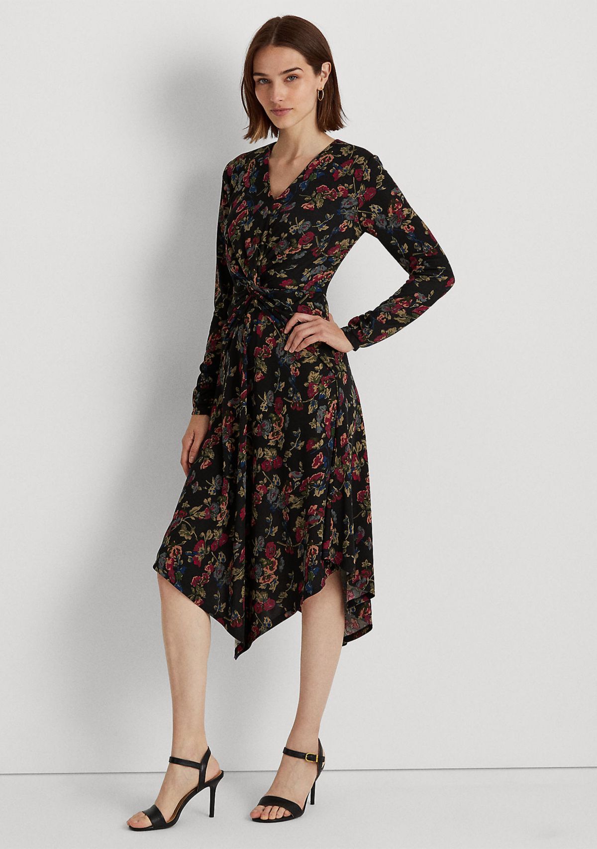 Floral Surplice Jersey Dress