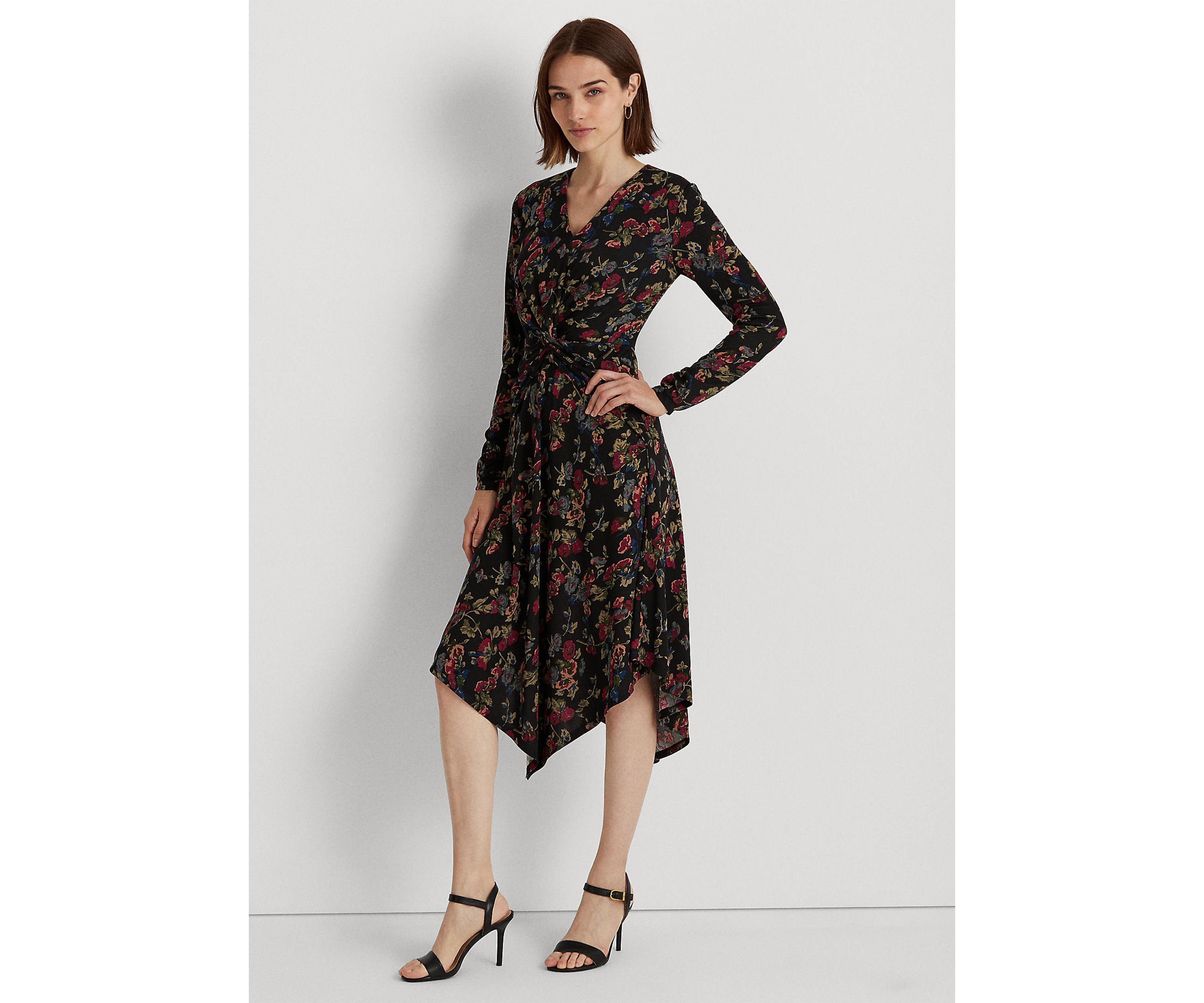 Floral Surplice Jersey Dress