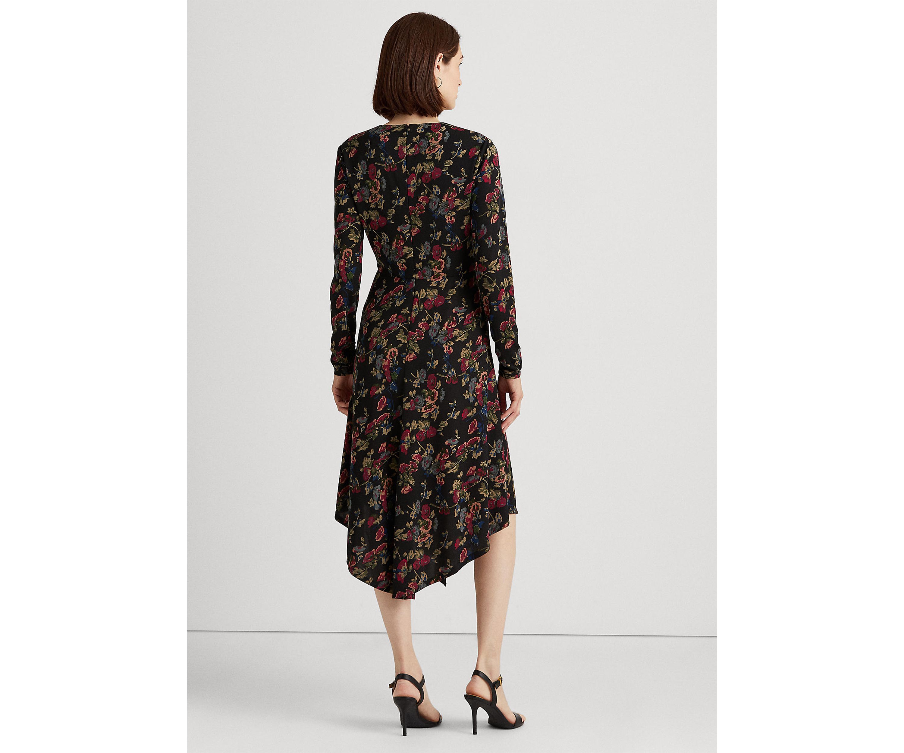 Floral Surplice Jersey Dress
