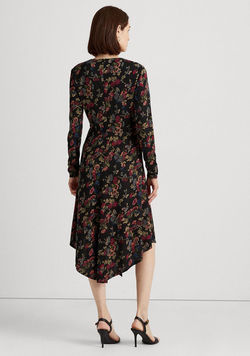 Floral Surplice Jersey Dress