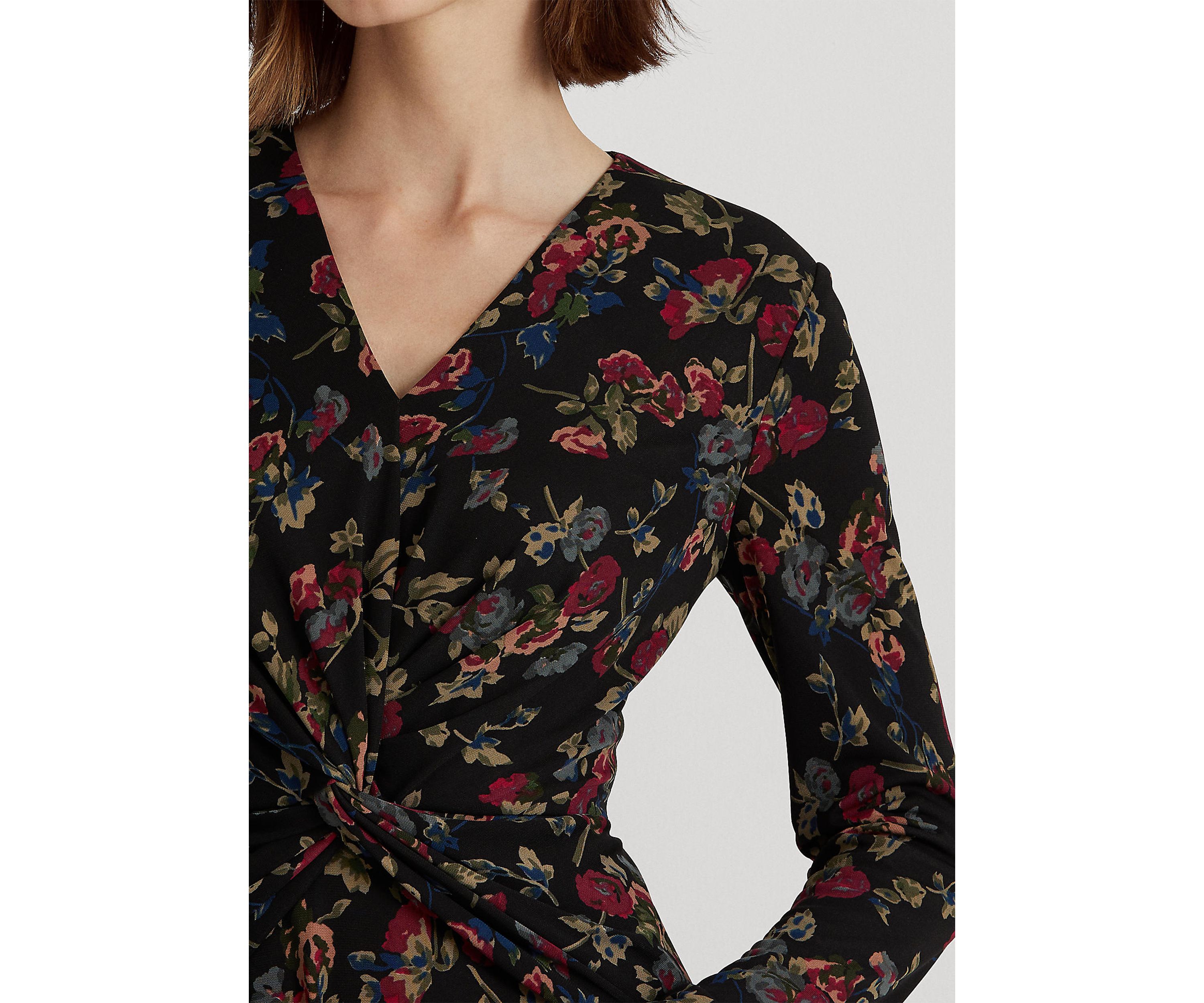Floral Surplice Jersey Dress