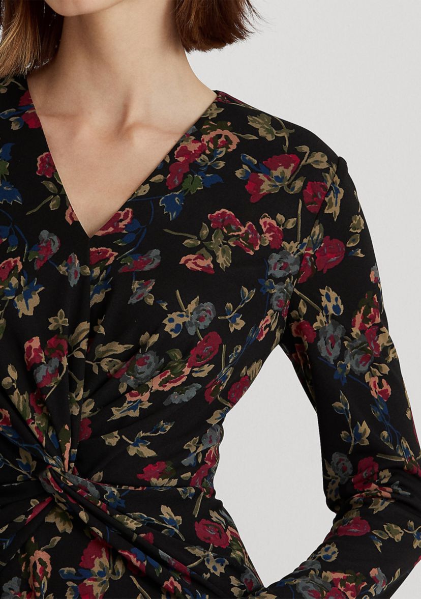 Floral Surplice Jersey Dress