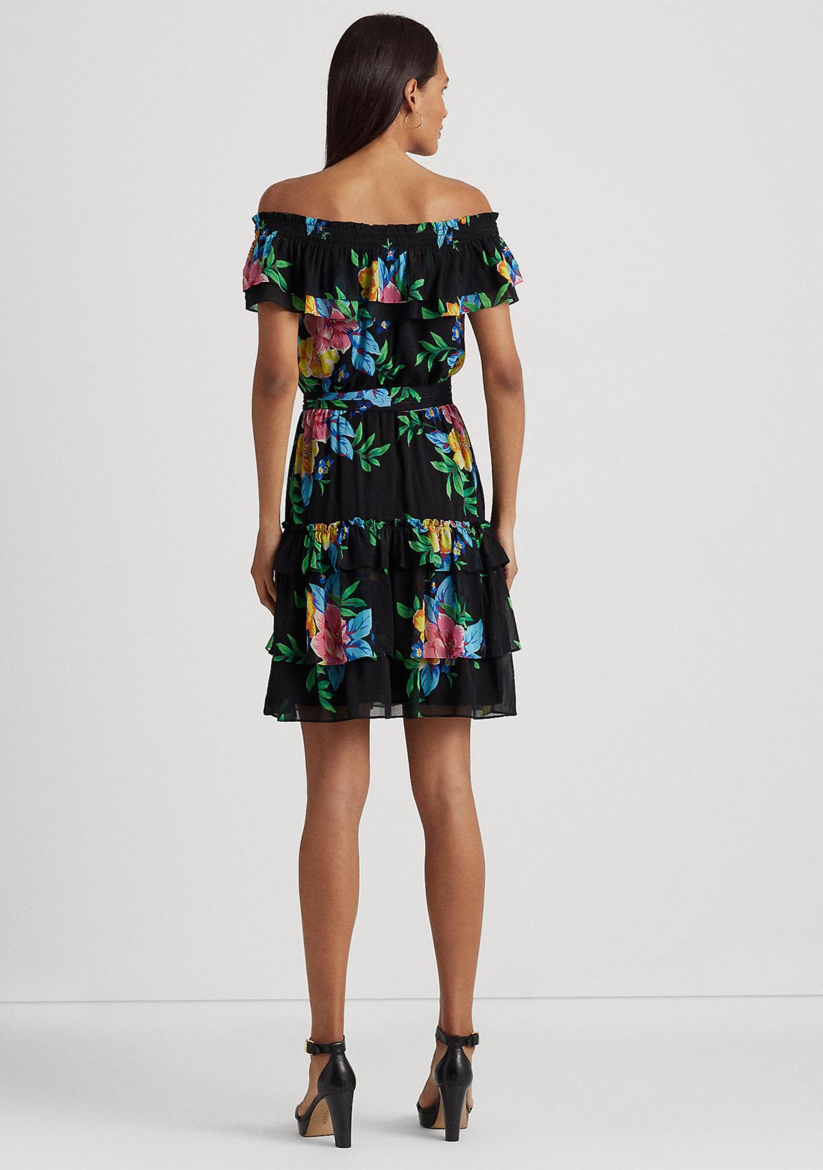 Floral Georgette Off-the-Shoulder Dress