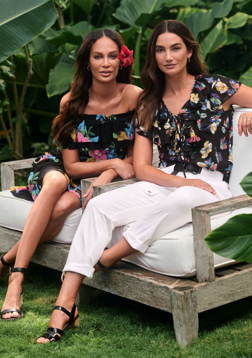 Floral Georgette Off-the-Shoulder Dress