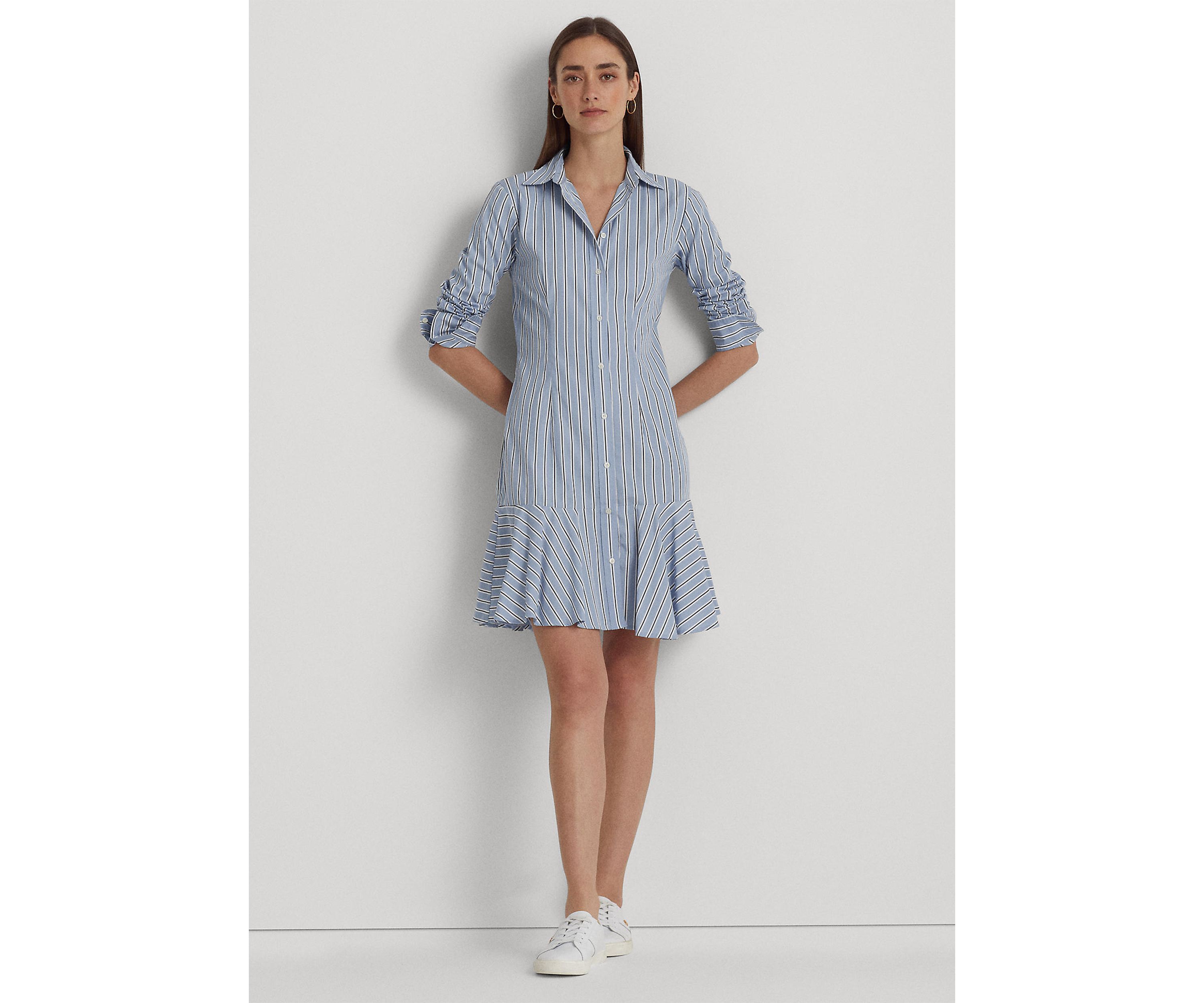 Striped Cotton Broadcloth Shirtdress