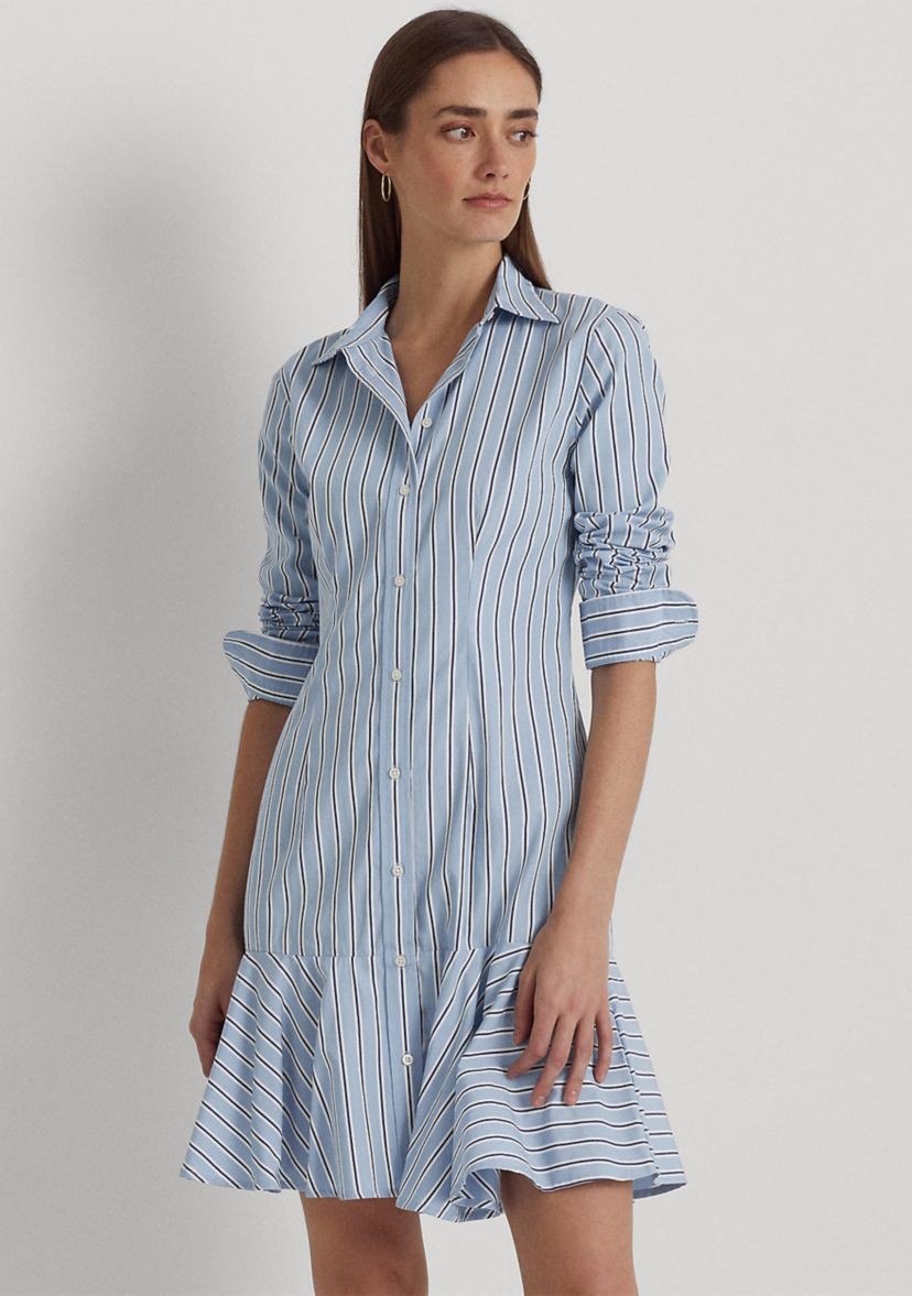 Striped Cotton Broadcloth Shirtdress