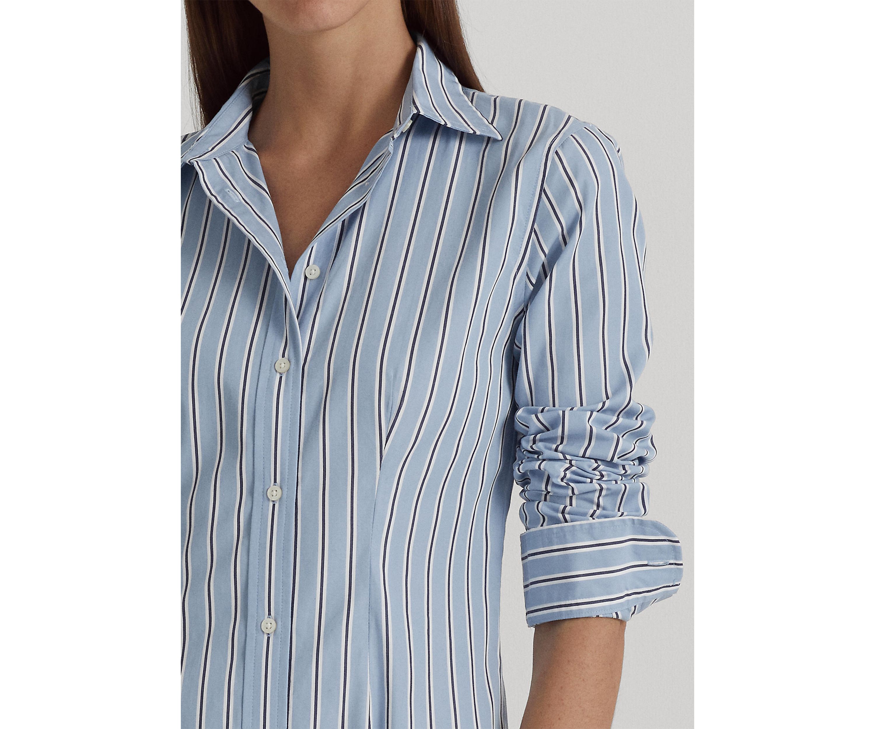 Striped Cotton Broadcloth Shirtdress