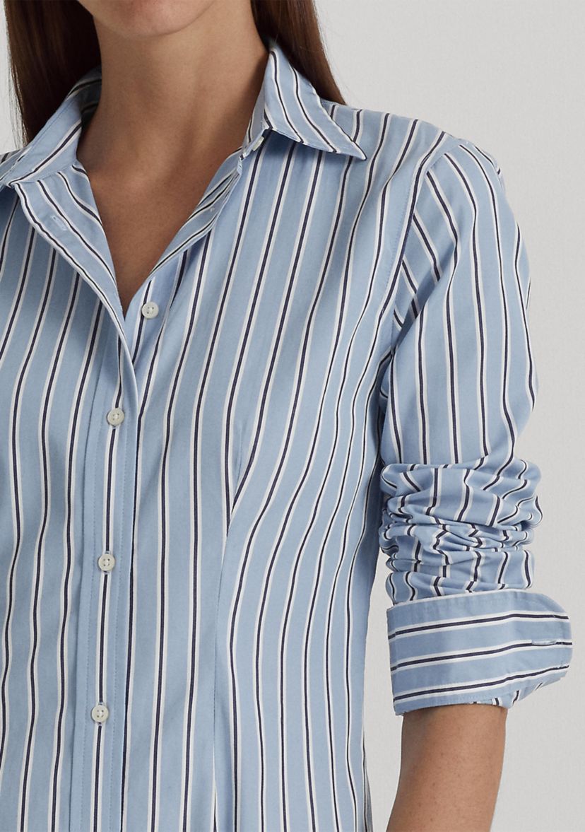 Striped Cotton Broadcloth Shirtdress