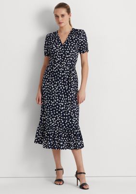 Lauren ralph lauren clearance floral surplice jersey dress