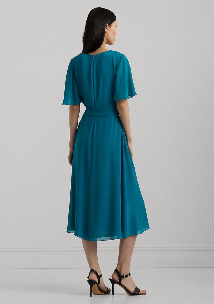 Womens Belted Georgette Dress