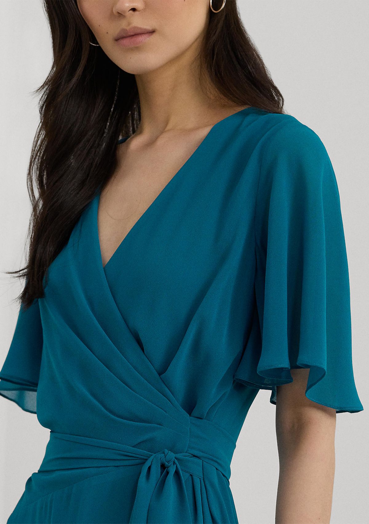 Womens Belted Georgette Dress