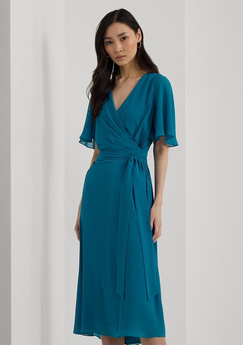 Womens Belted Georgette Dress
