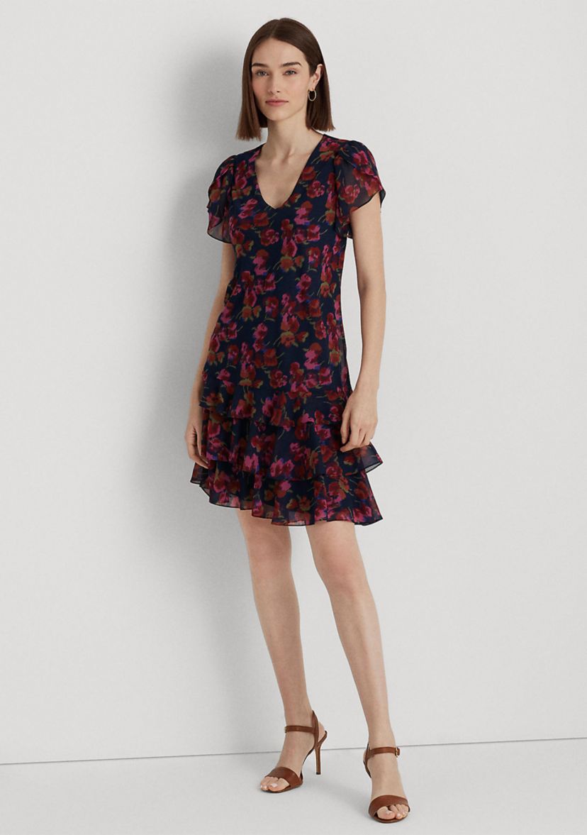 Floral Georgette Drop-Waist Dress