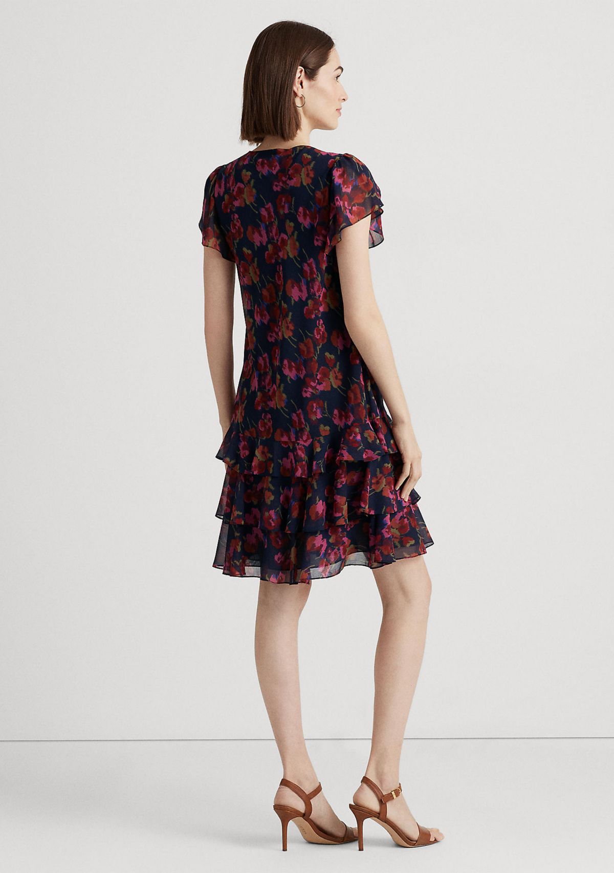 Floral Georgette Drop-Waist Dress