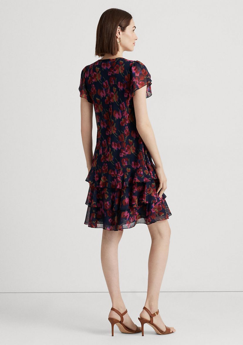 Floral Georgette Drop-Waist Dress