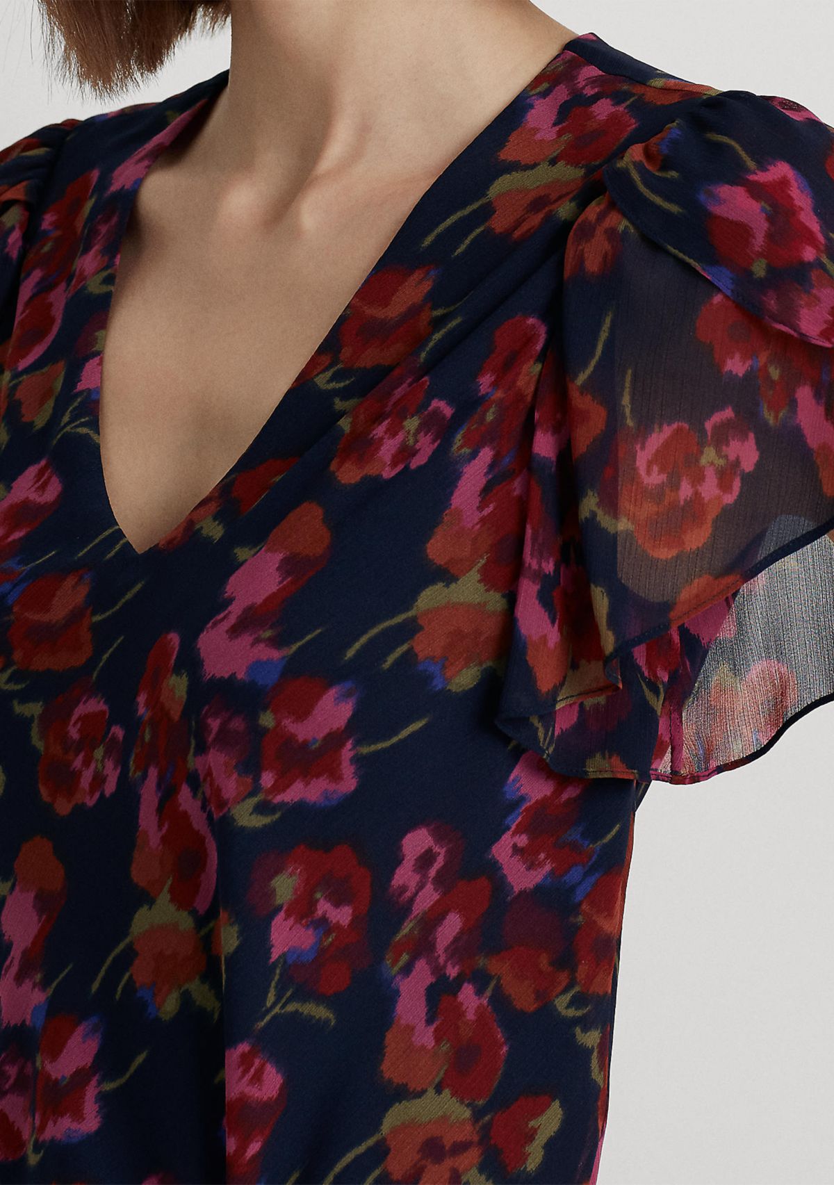 Floral Georgette Drop-Waist Dress