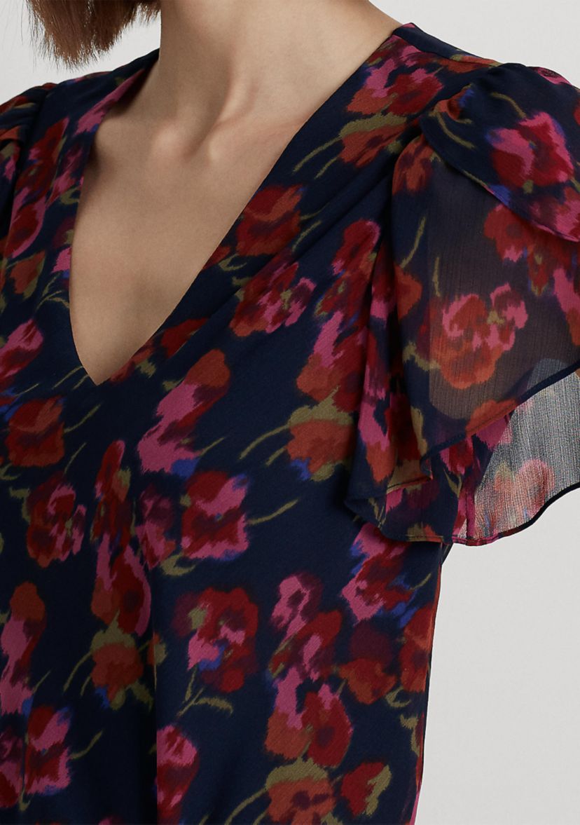 Floral Georgette Drop-Waist Dress