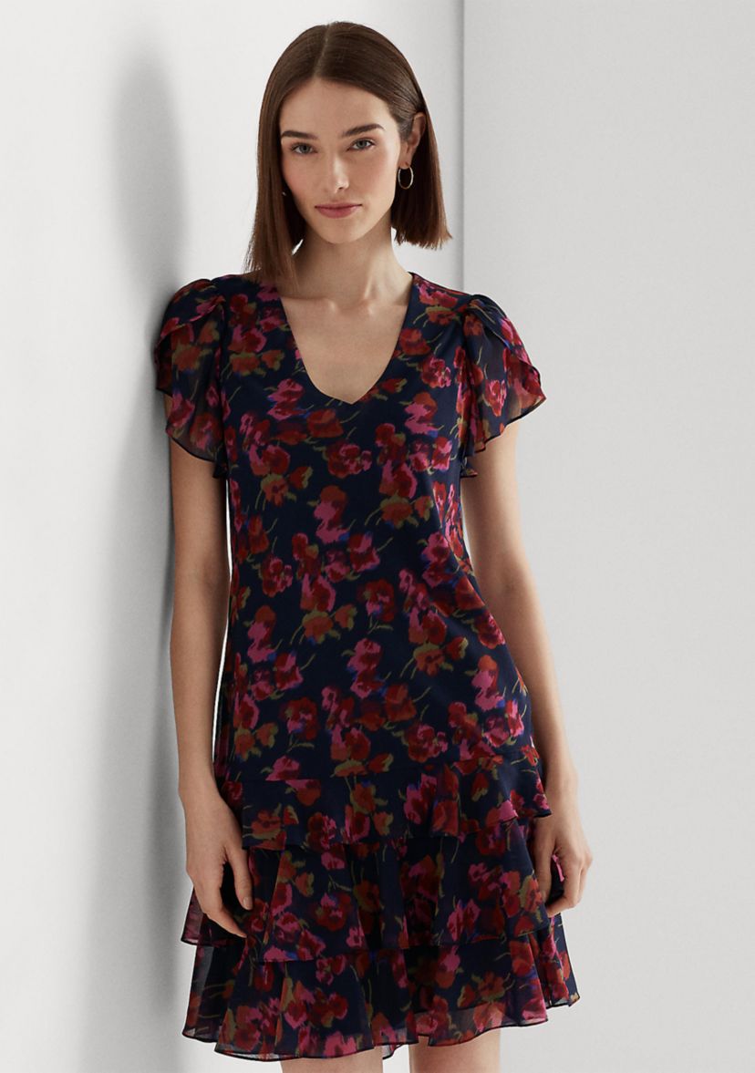 Floral Georgette Drop-Waist Dress