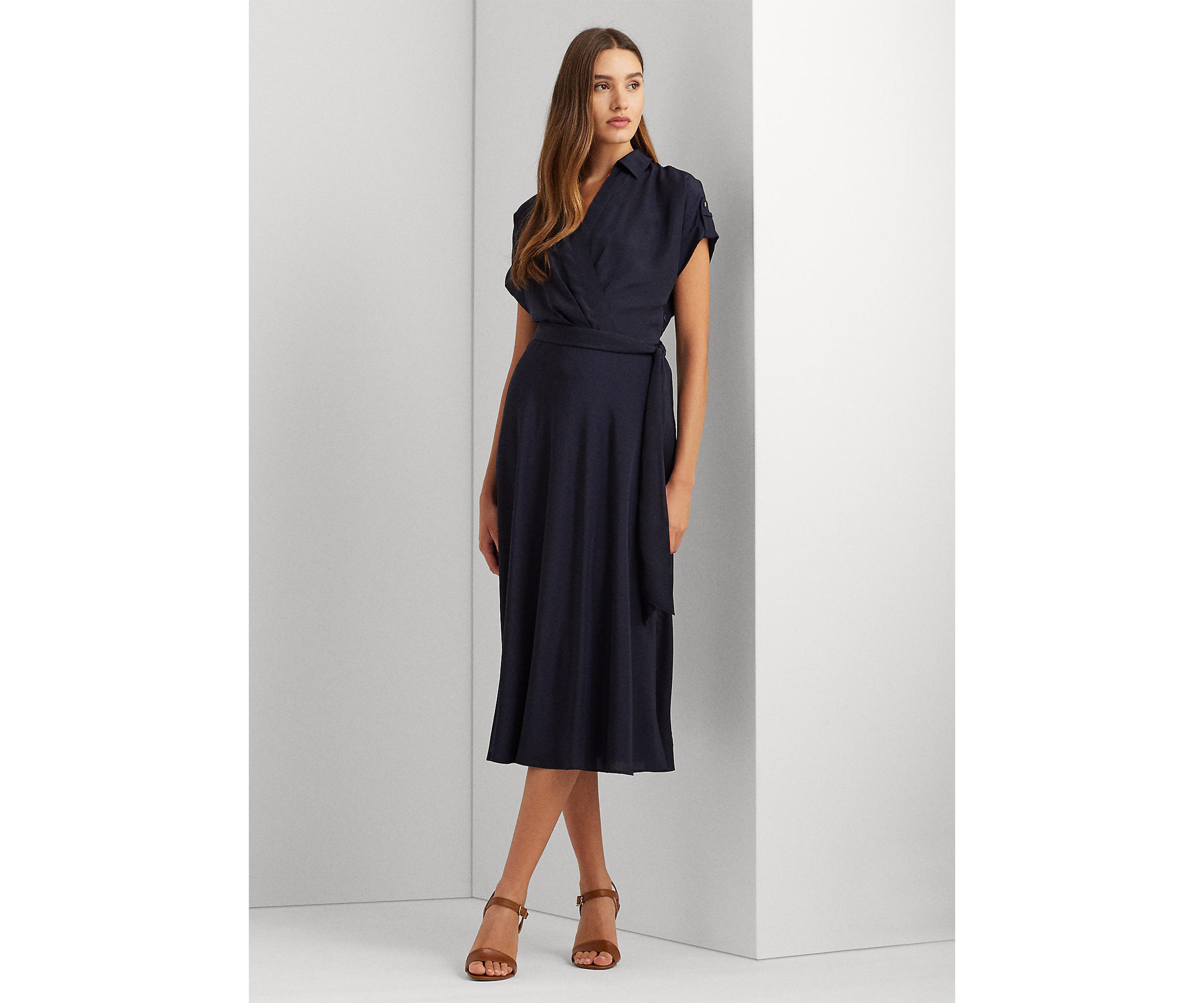 Belted Crepe Dress