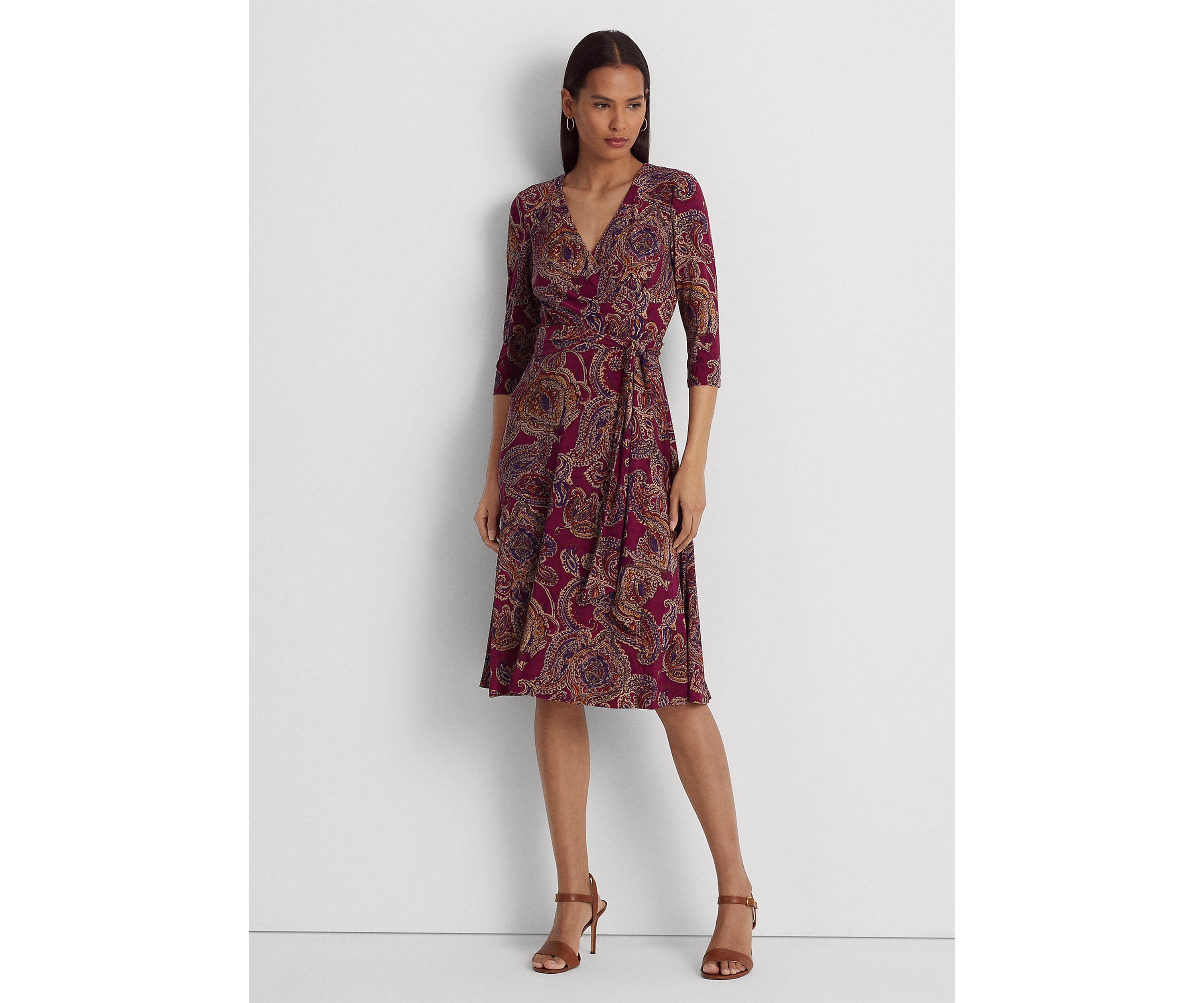Paisley Surplice Jersey Dress