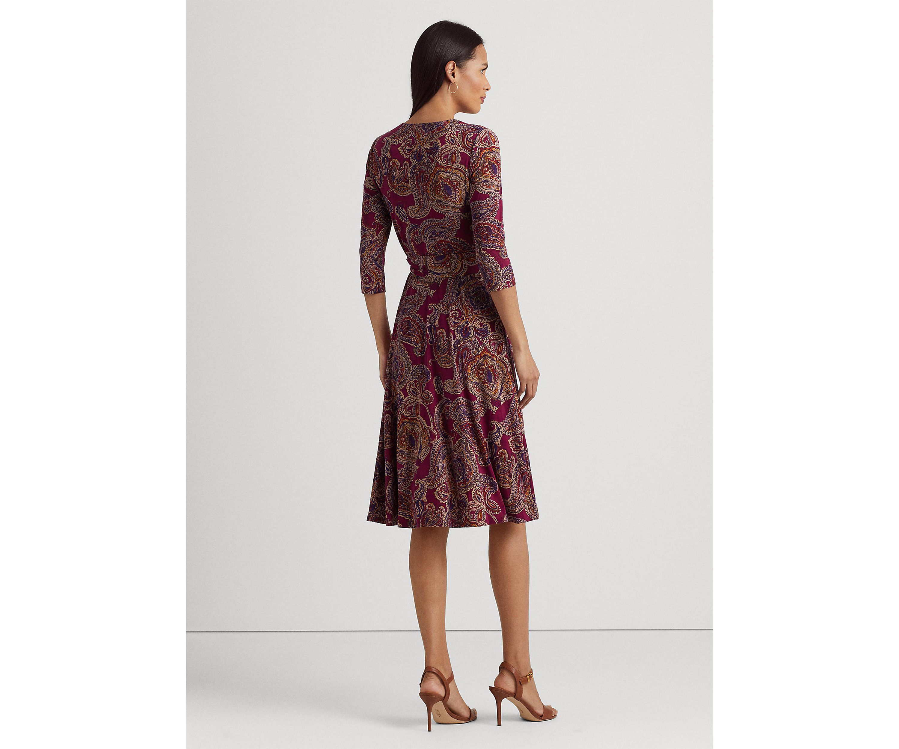 Paisley Surplice Jersey Dress