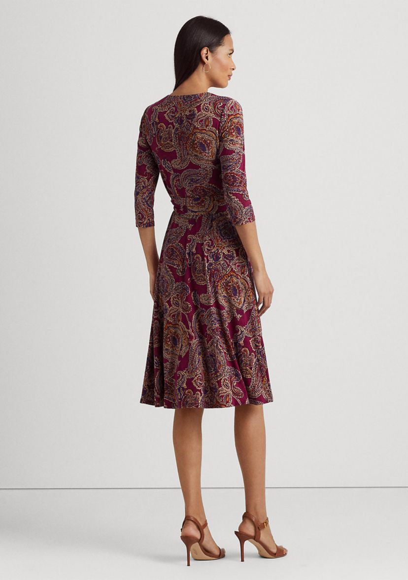 Paisley Surplice Jersey Dress