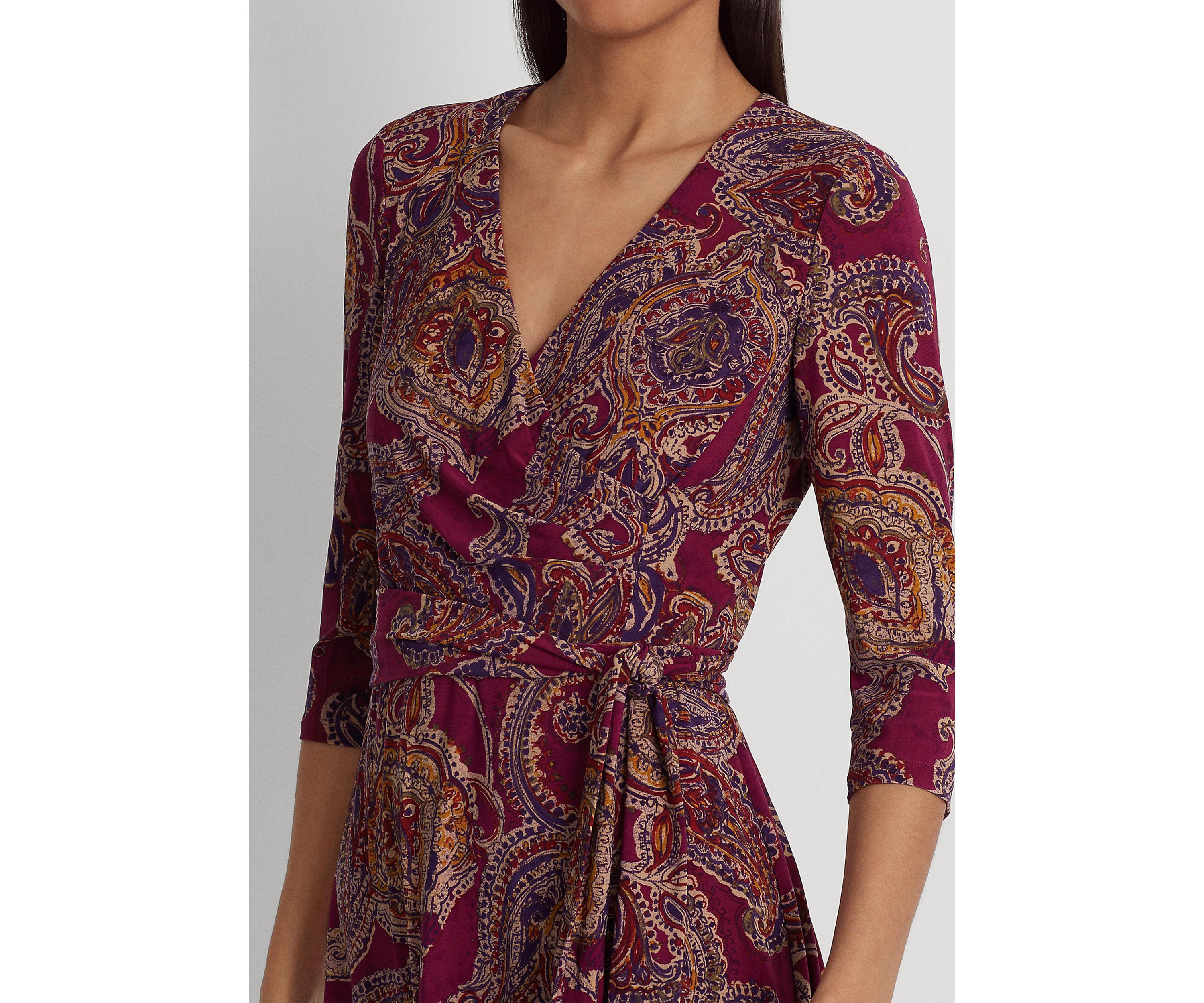 Paisley Surplice Jersey Dress