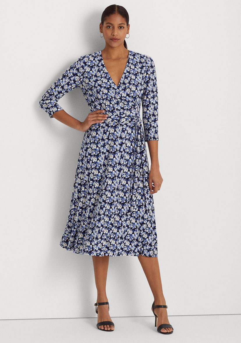 floral surplice jersey dress Lauren Ralph Lauren Floral Surplice Jersey Dress