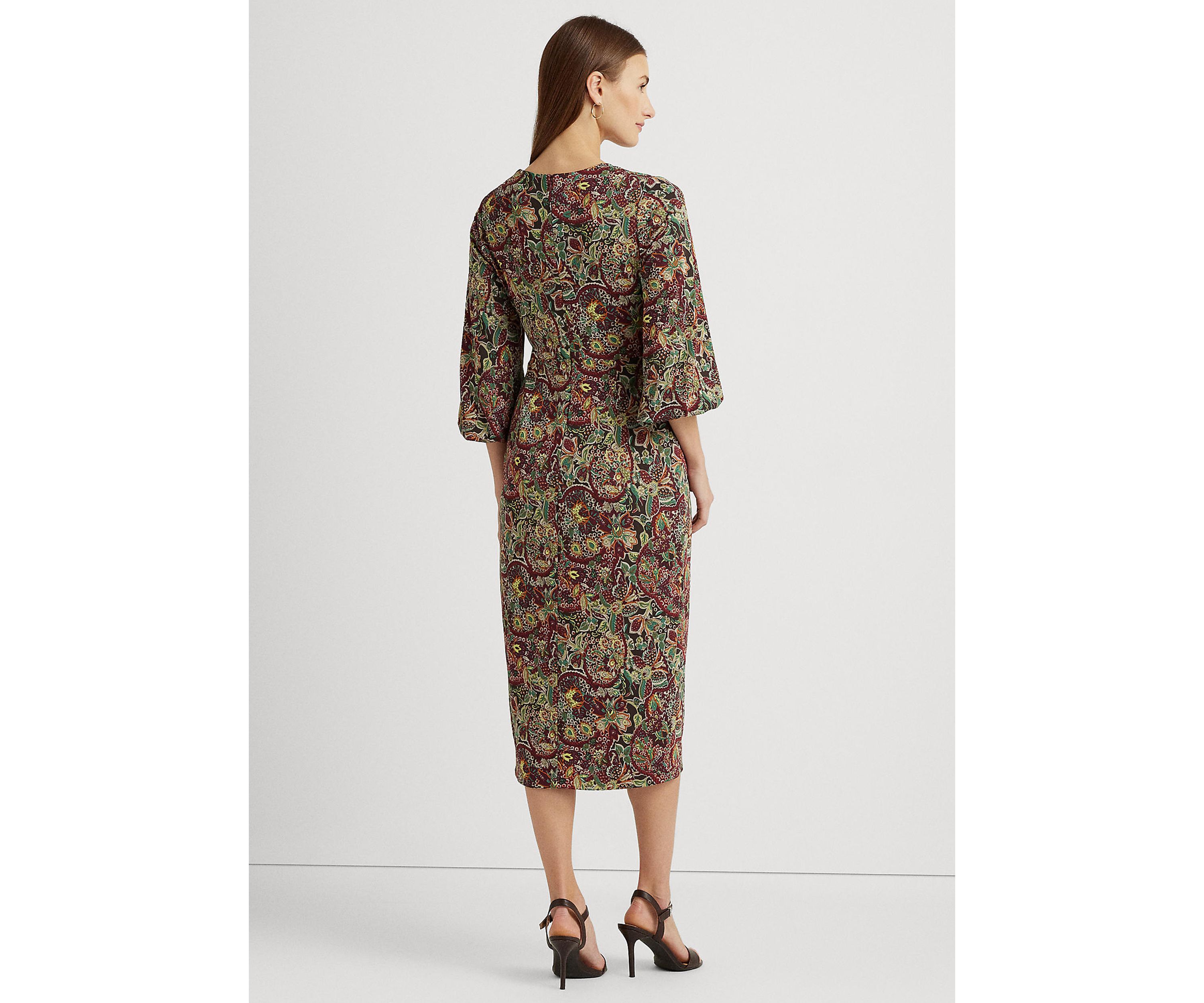 Floral Jersey Tie Front Midi Dress