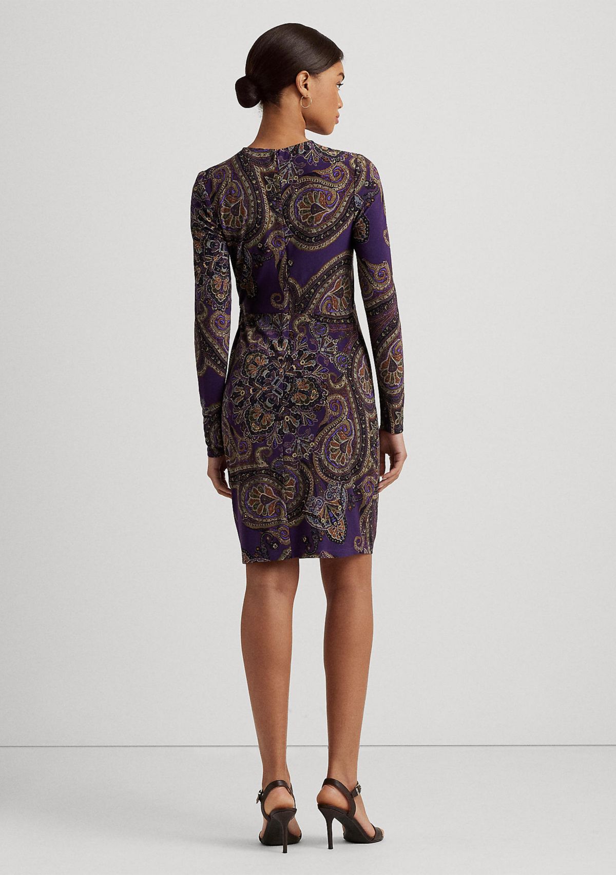 Womens Paisley Twist-Front Stretch Jersey Dress