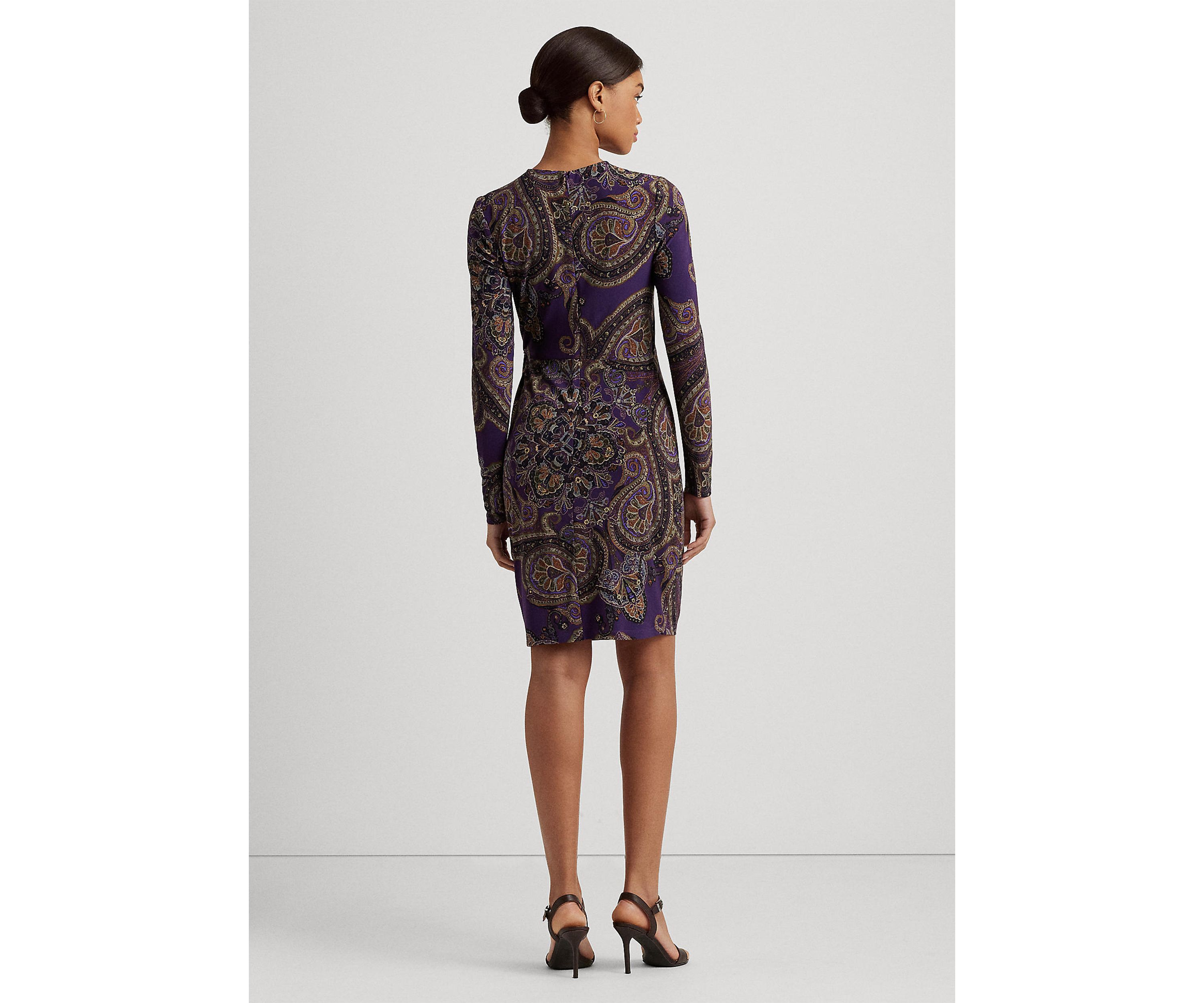 Womens Paisley Twist-Front Stretch Jersey Dress