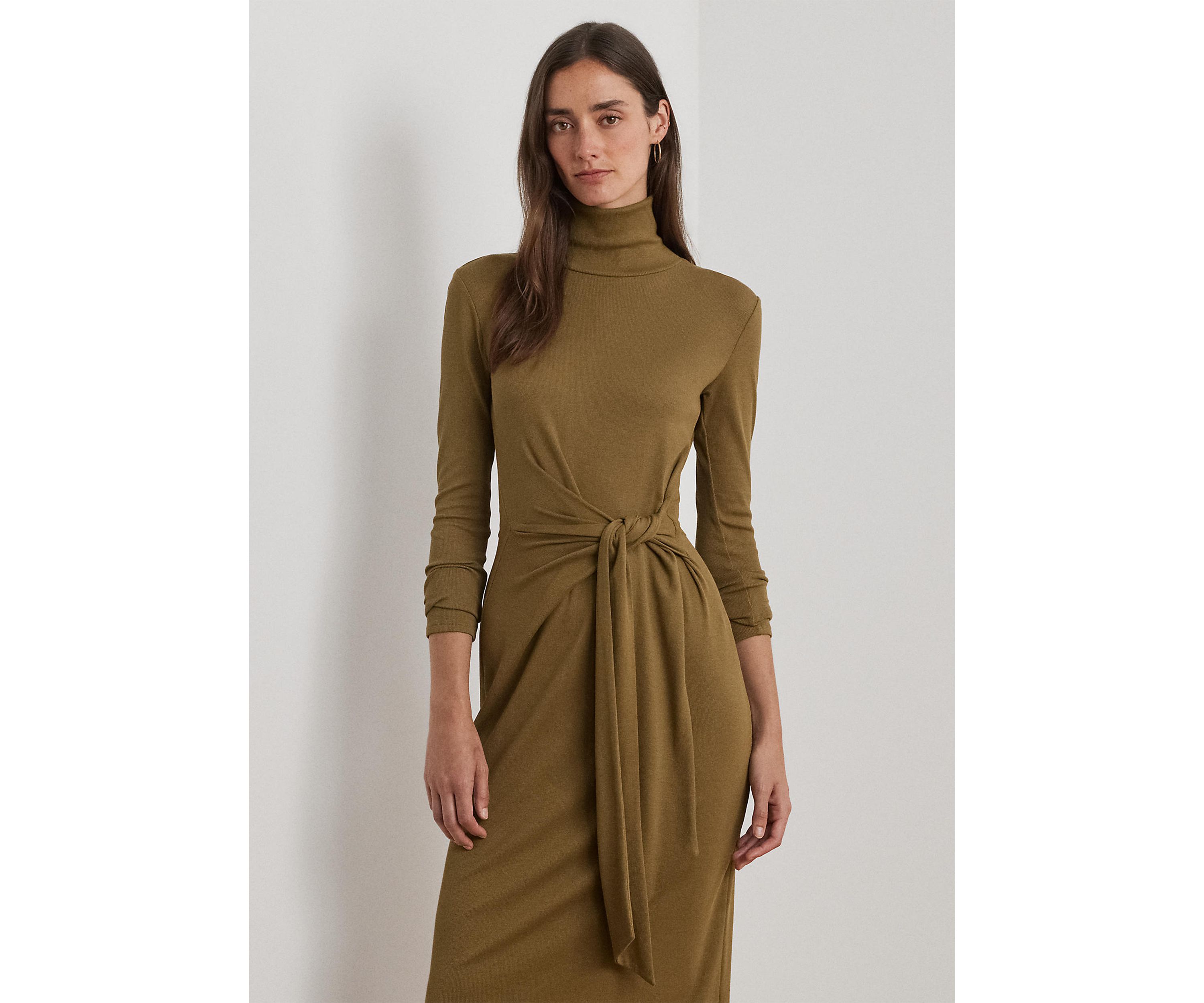 Tie-Front Turtleneck Dress