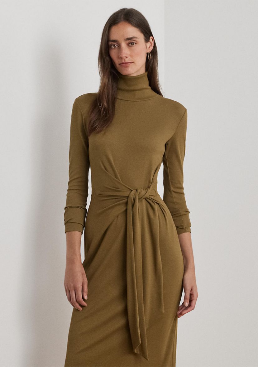 Tie-Front Turtleneck Dress