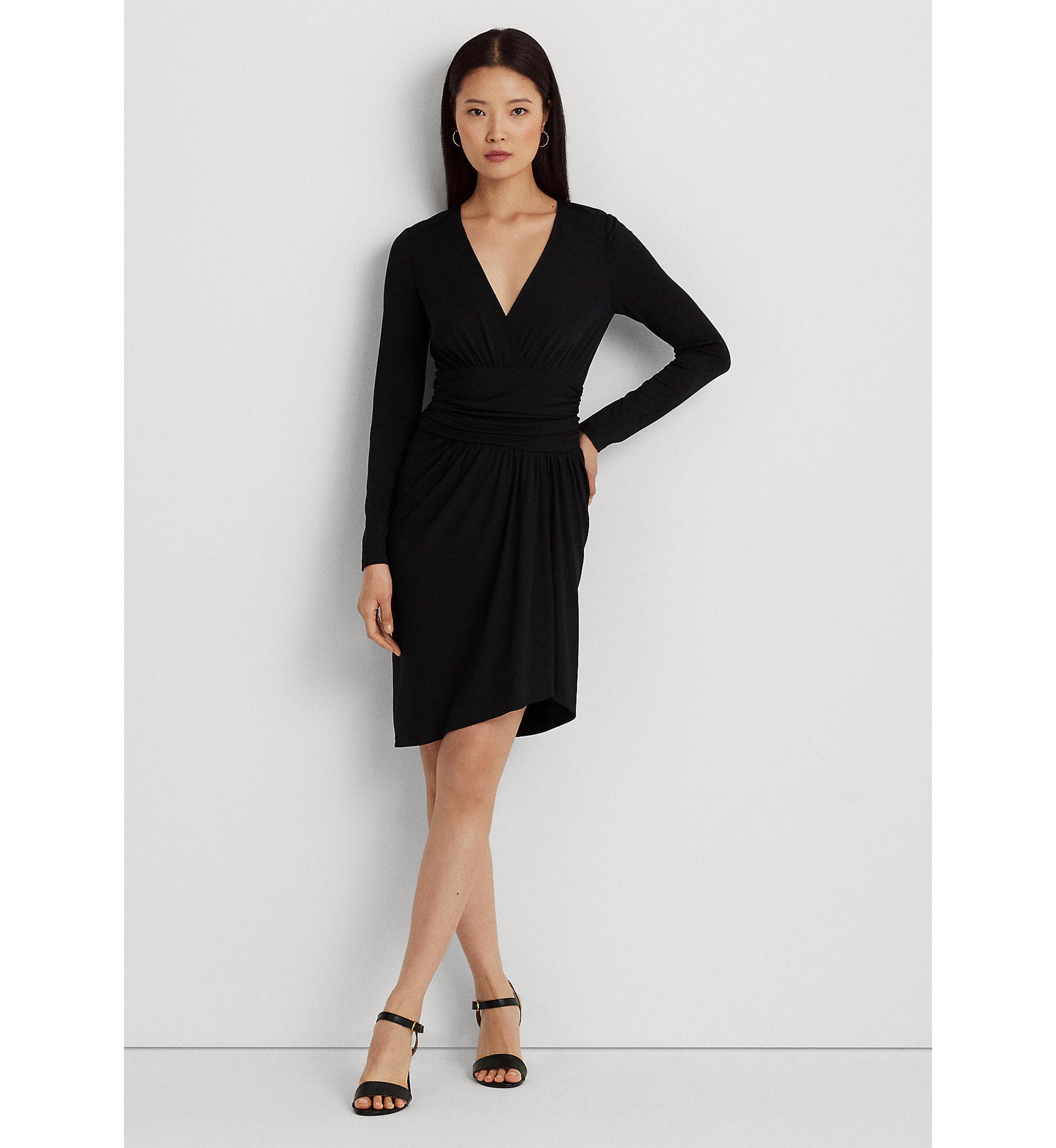 Ruched Stretch Jersey Surplice Dress