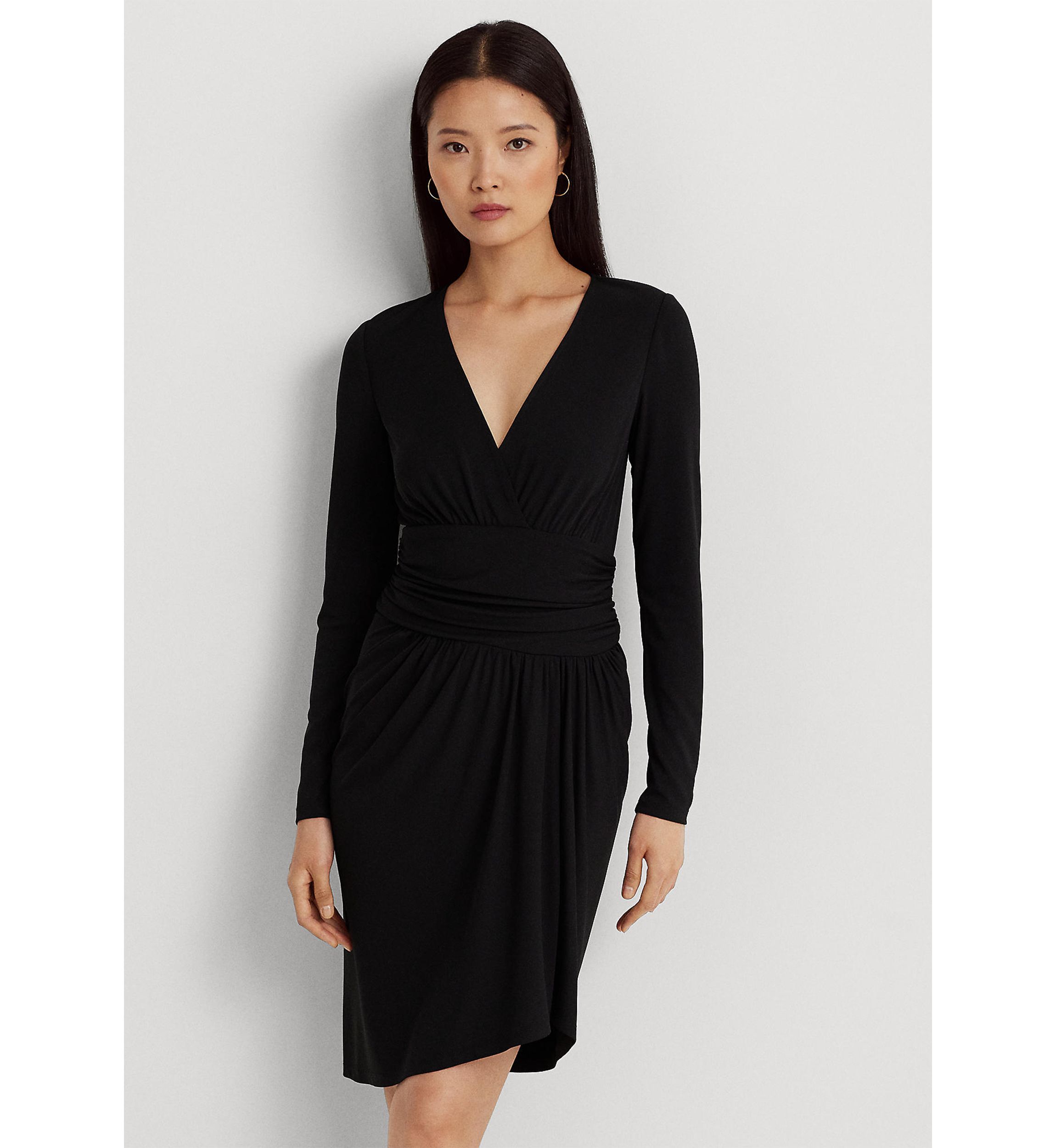 Ruched Stretch Jersey Surplice Dress