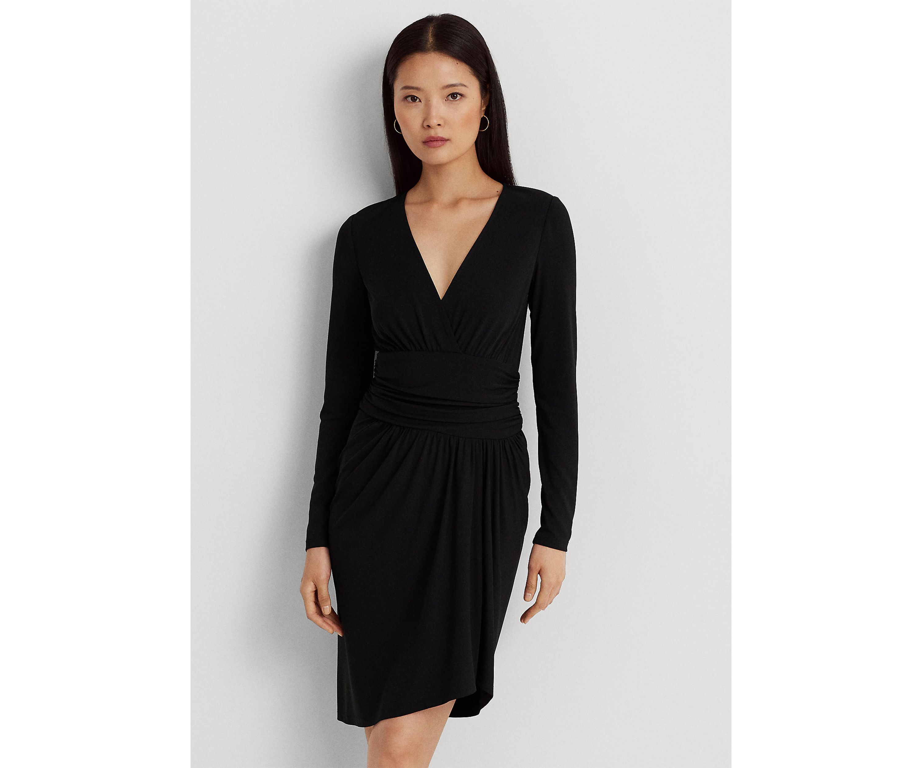Ruched Stretch Jersey Surplice Dress