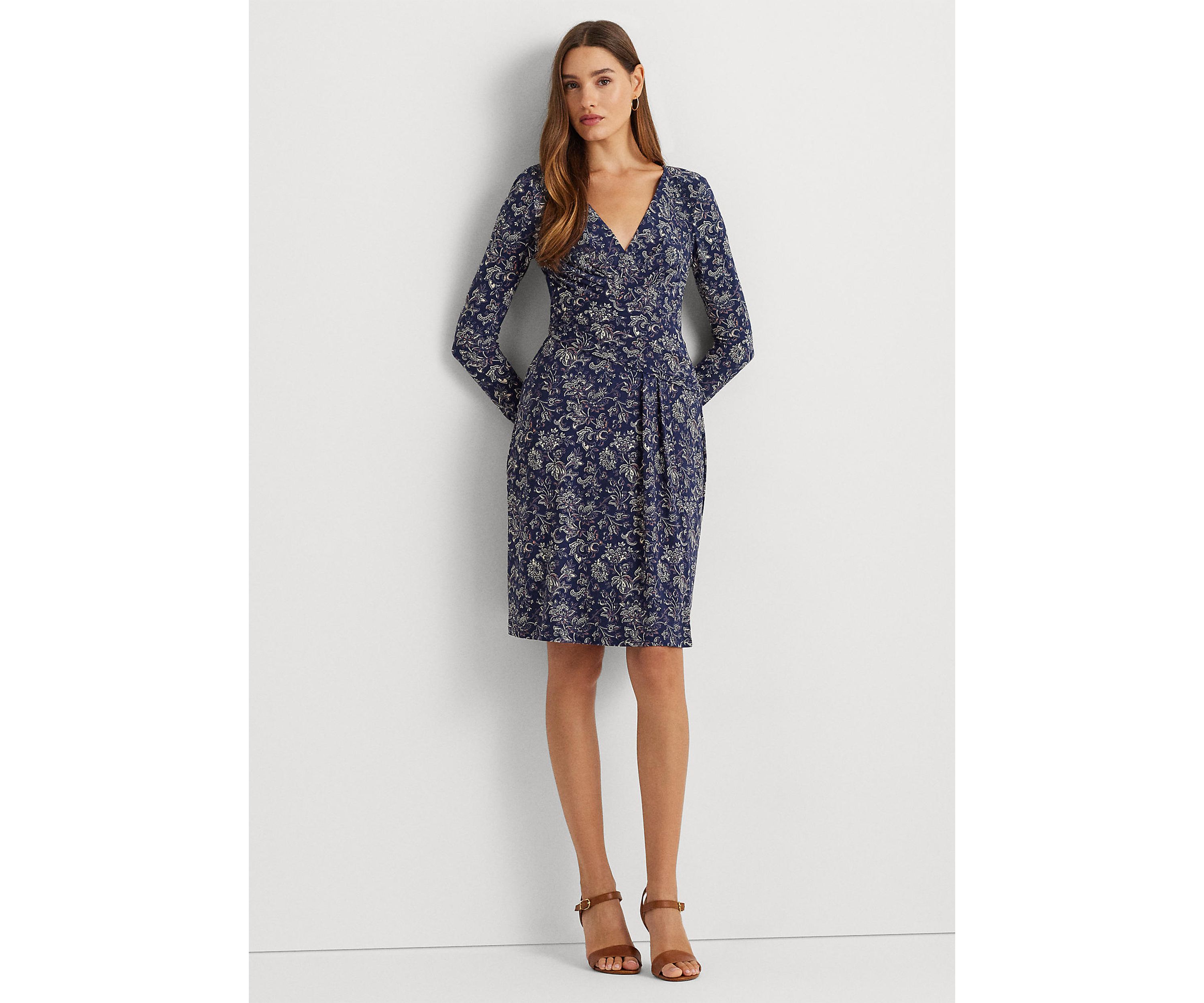 Floral Stretch Jersey Long Sleeve Dress