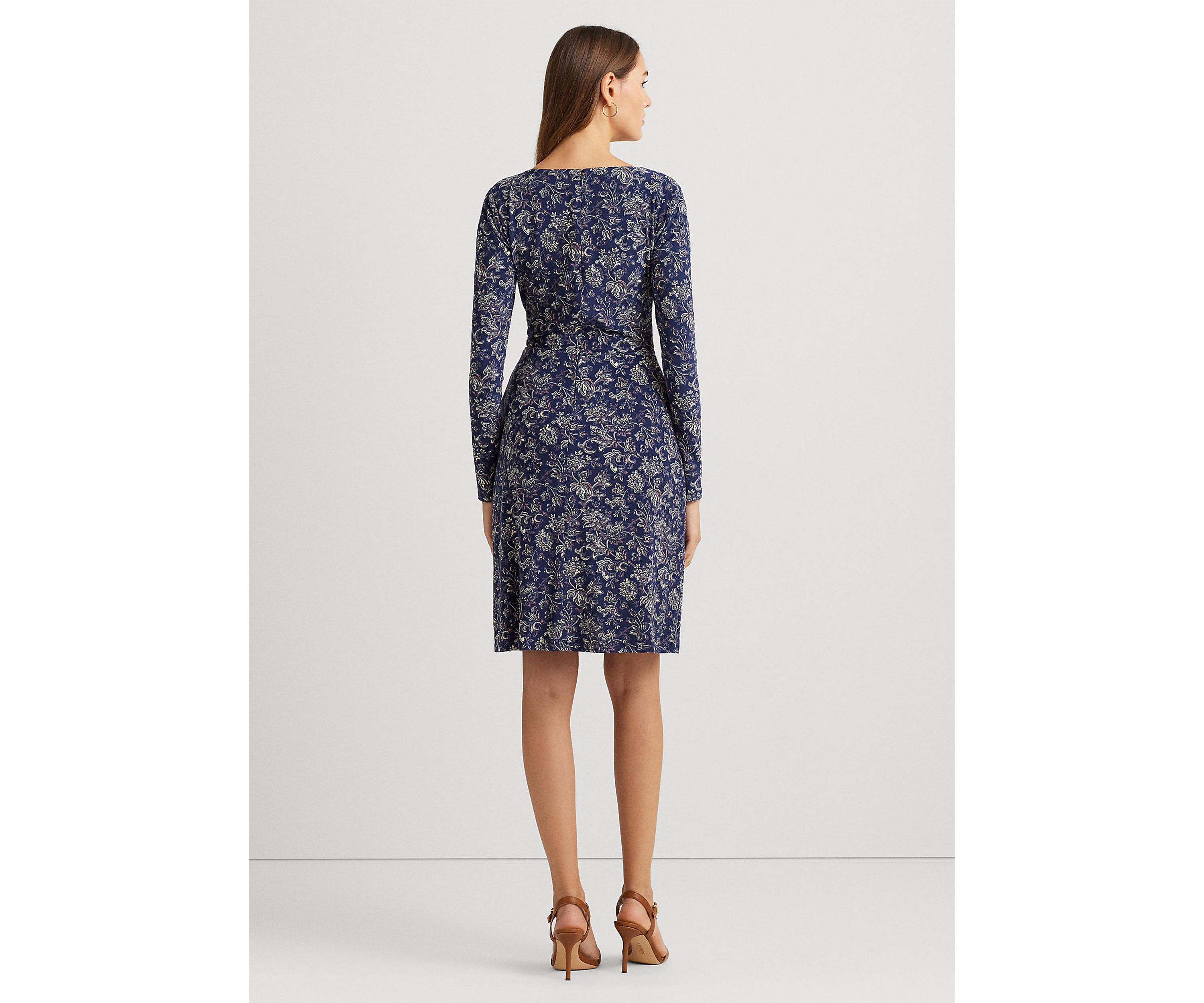 Floral Stretch Jersey Long Sleeve Dress