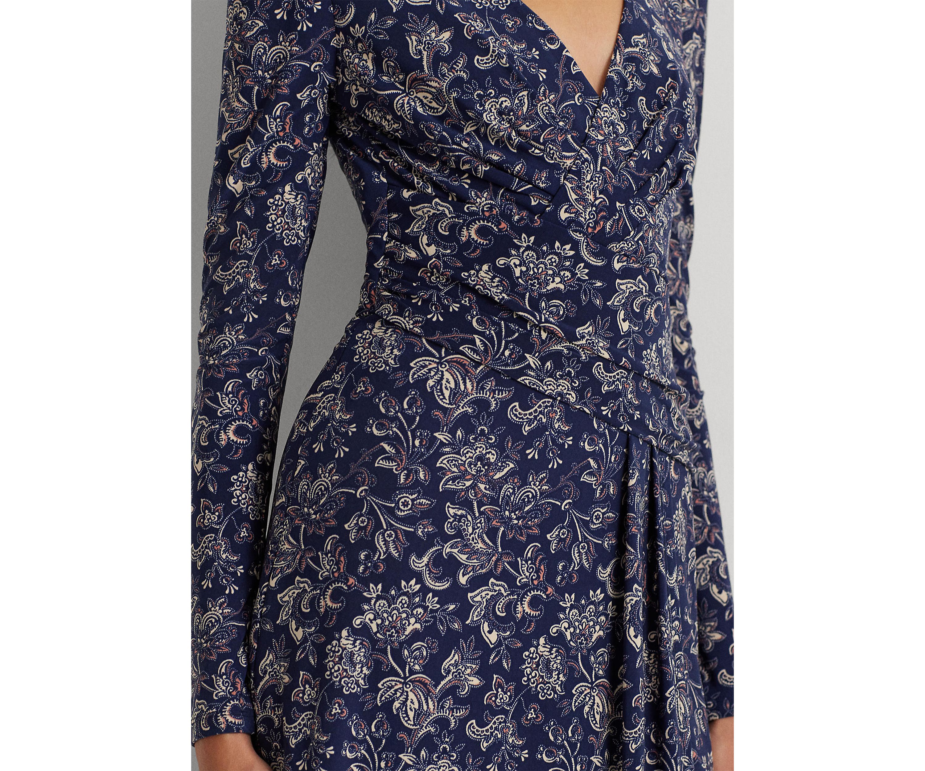 Floral Stretch Jersey Long Sleeve Dress