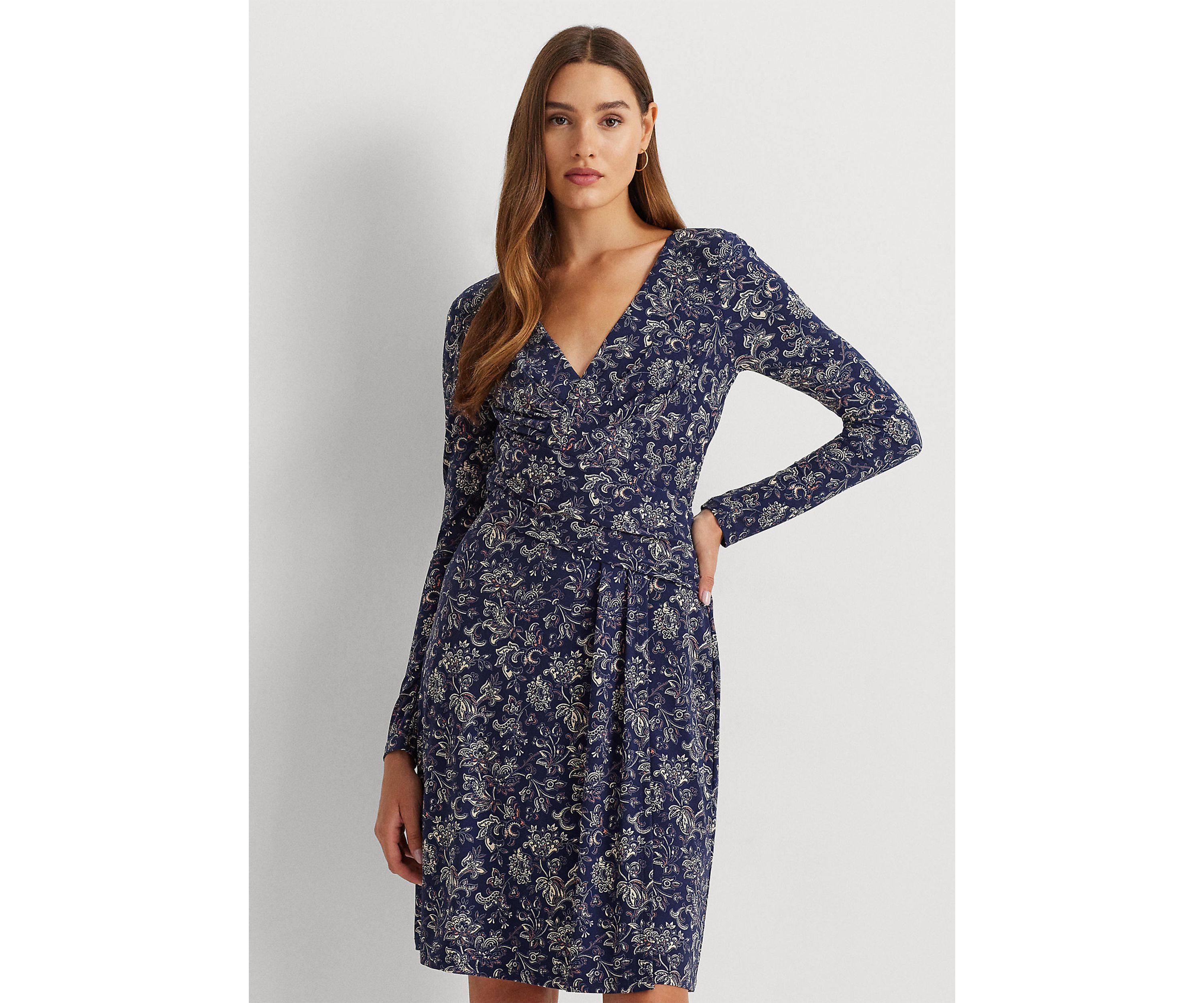 Floral Stretch Jersey Long Sleeve Dress